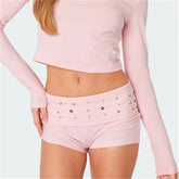 Low Waist Foldover Micro Shorts